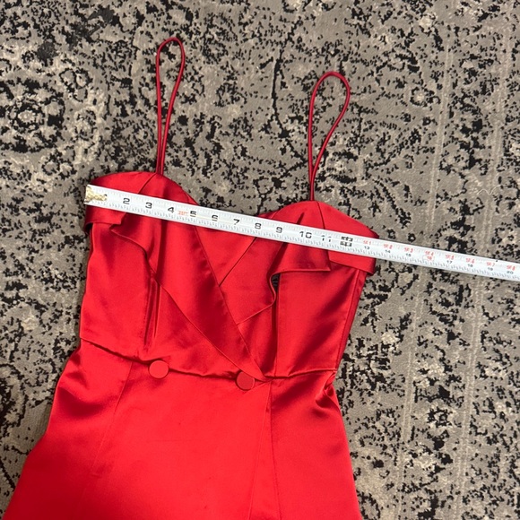 Elegant Red Satin Mini Dress - Picture 9 of 13